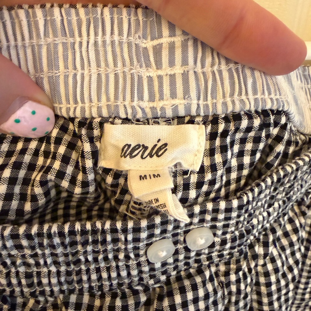 Aerie Black and White Checkered Pants